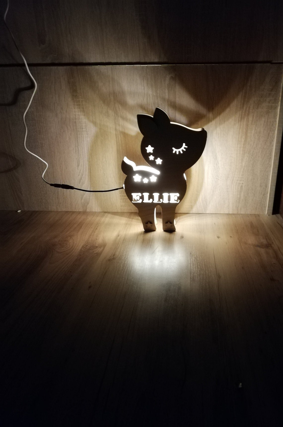 Baby Deer Night Light Cute Deer Personalized Wood Lamp Baby Etsy
