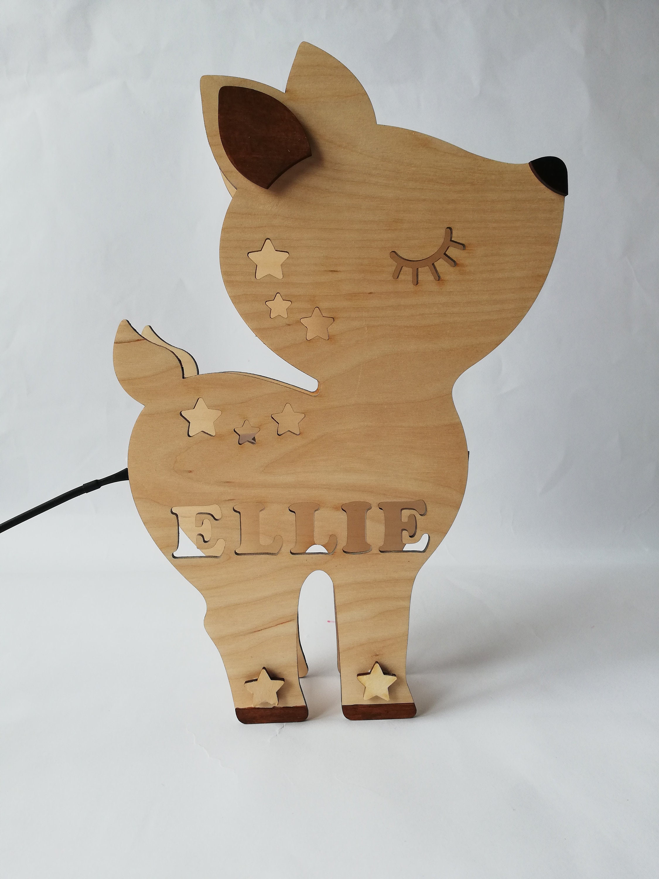 Baby Deer Night Light Cute Deer Personalized Wood Lamp Baby Etsy