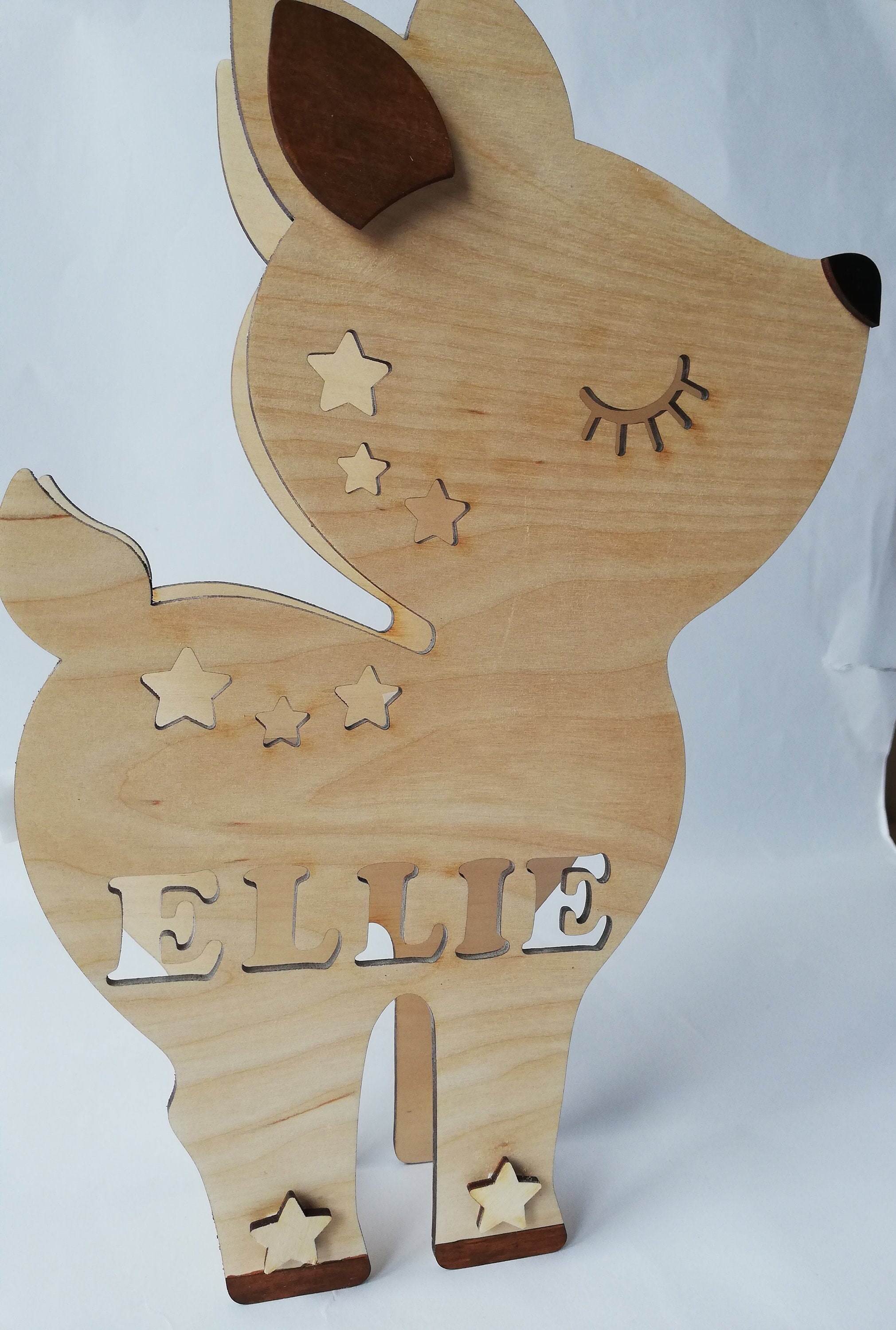Baby Deer Night Light Cute Deer Personalized Wood Lamp Baby Etsy