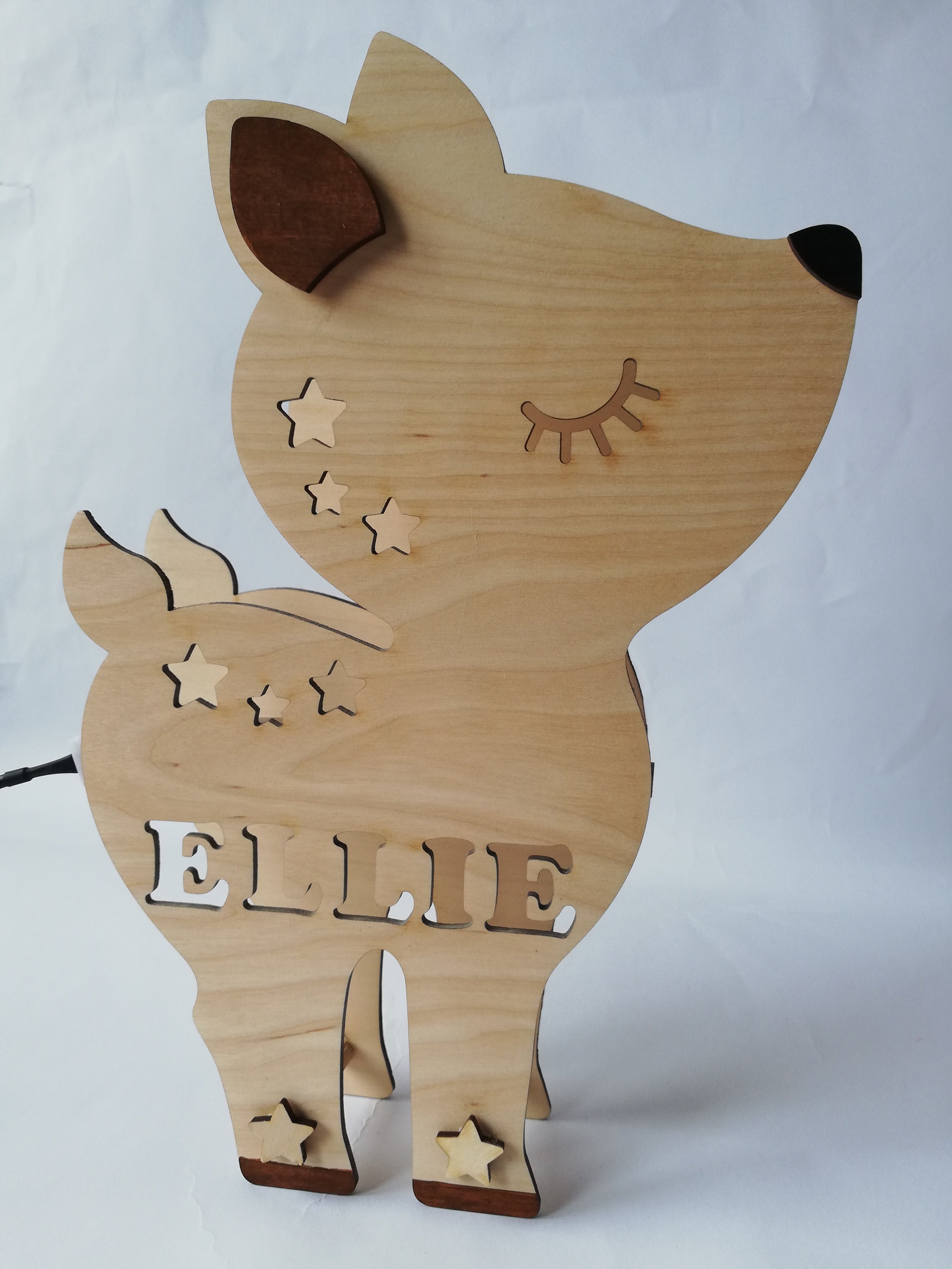 Baby Deer Night Light Cute Deer Personalized Wood Lamp Baby Etsy
