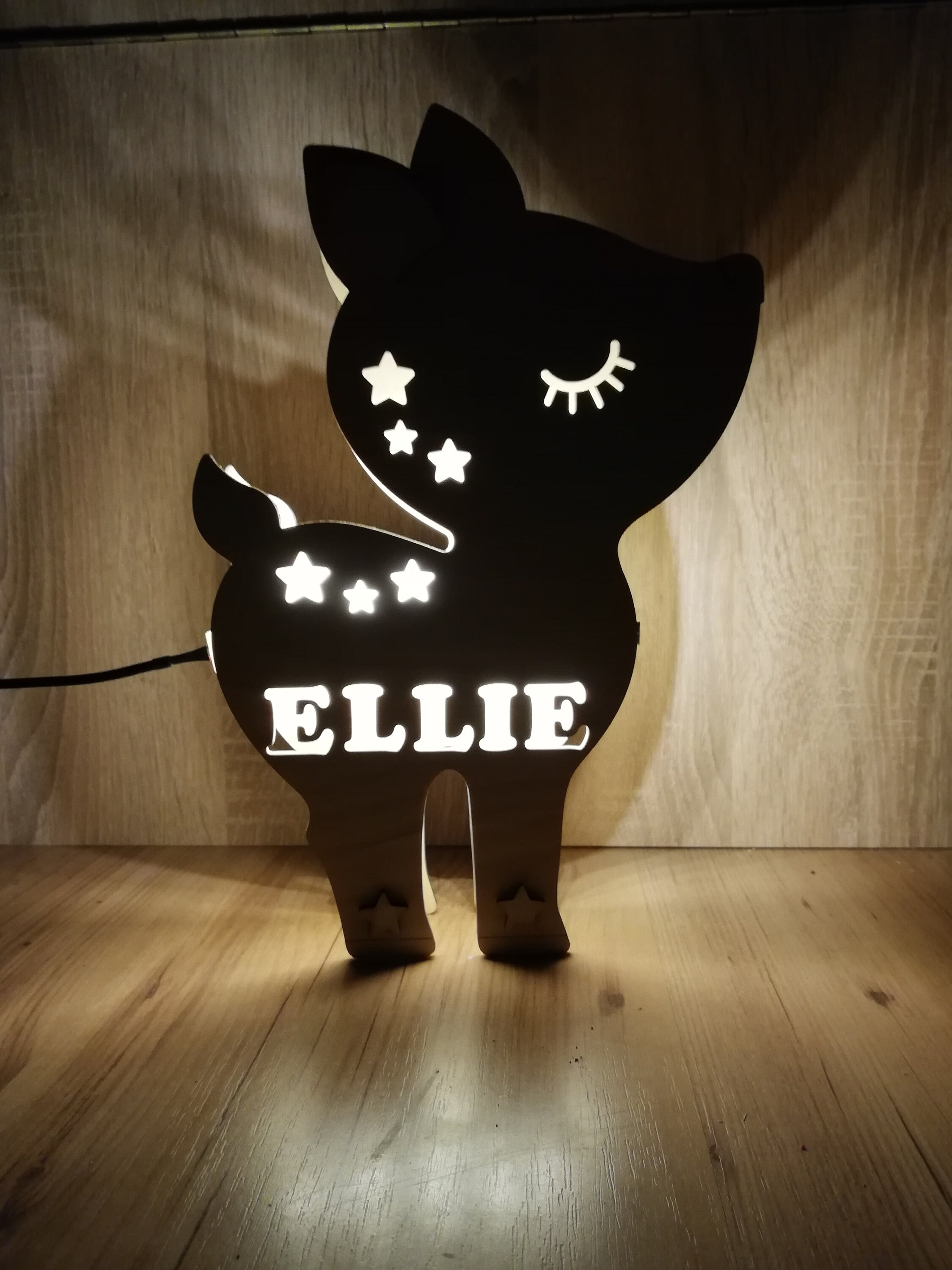 Baby Deer Night Light Cute Deer Personalized Wood Lamp Baby Etsy