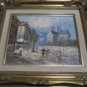 CAROLINE BURNETT (1877 - 1950) - Oil Painting on Canvas Framed - Paris street scene