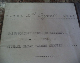 CONTRATO de 1924 entre GAINSBOROUGH Pictures Ltd y Michael Elias BALCON para actuar como Productor