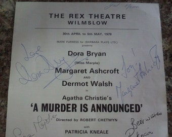 A MURDER IS ANNOUNCED (1979) Cast signed Theatre Programme Agatha Christie's Miss Marple