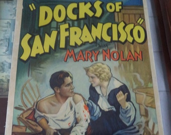 Docks of San Francisco 1932 Pre-code ONE SHEET POSTER Megarare Linen Backed
