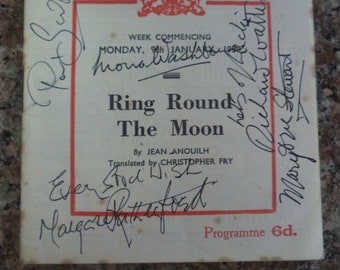Margaret Rutherford, Mona Washbourne, Paul Scofield y otros AUTÓGRAFOS en 1950 Play Program