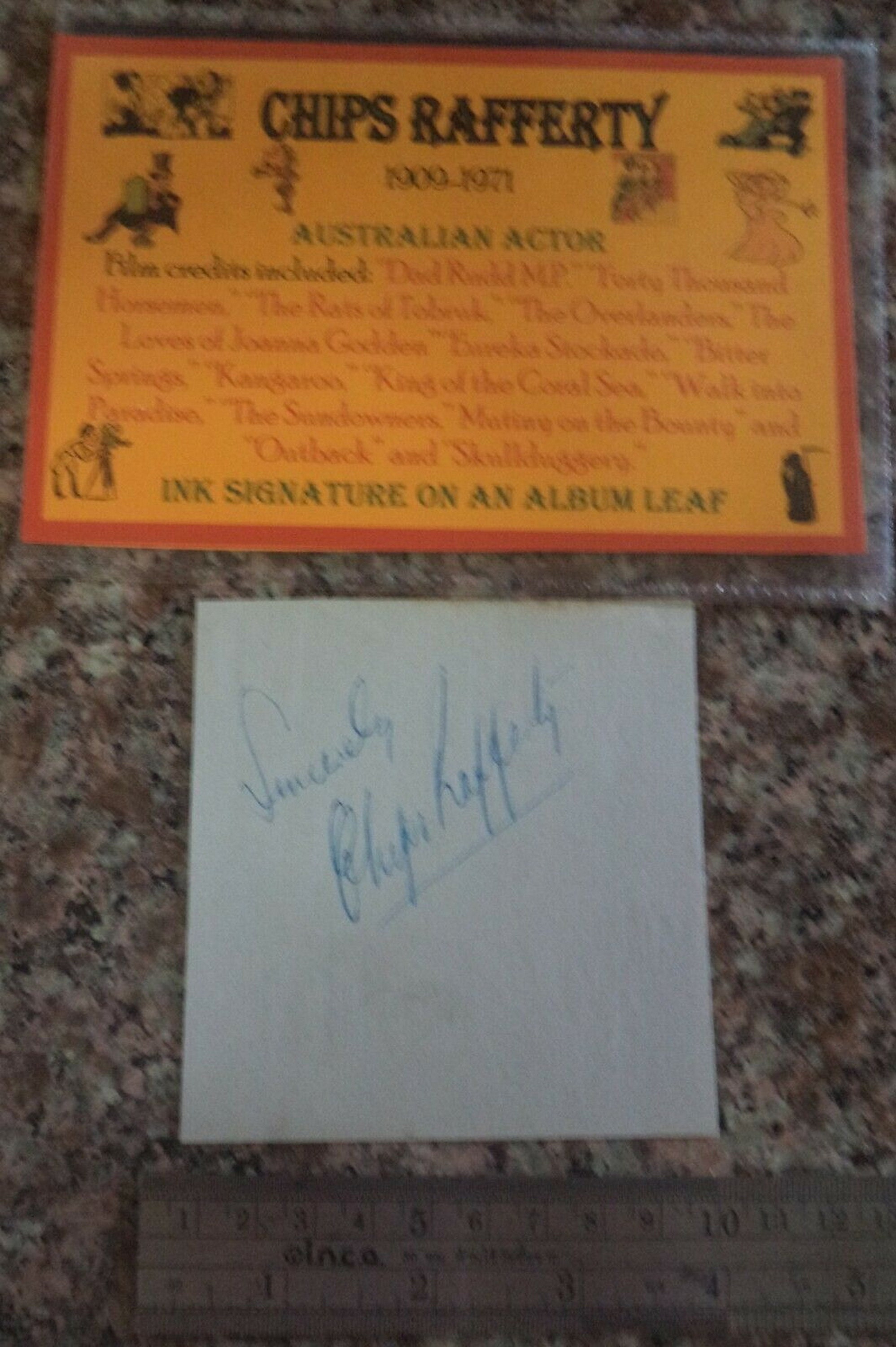 CHIPS RAFFERTY (1909 – 1971) Autograph, Hand Signed on Album Page - Etsy