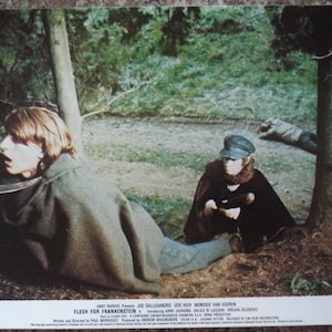 FLESH FOR FRANKENSTEIN (1973) zeldzame Engelse lobbykaart