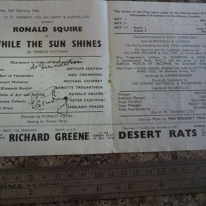PETER CUSHING (1913 – 1994) Autograph, hand signed in ink on a 1945 theatre programme