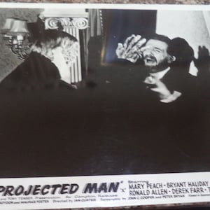 THE PROJECTED MAN (1966) Engelse lobbykaart en twee handelsadvertenties Bryant Haliday/Mary Peach Pre Tigon