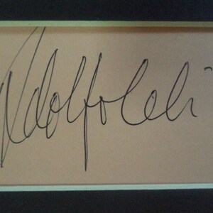 ADOLFO CELI (1922 – 1986) Autógrafo genuino en página (con tarjeta de presentación) THUNDERBALL Bond Villain