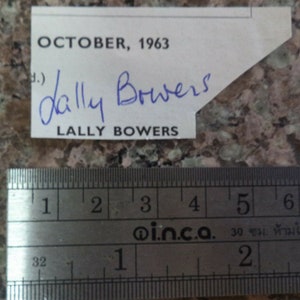 LALLY BOWERS (1917 – 1984) Autograph, hand signed programme page, was in &quot;Dracula A.D. 1972&quot; (1972)