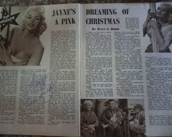 JAYNE MANSFIELD (1933 – 1967) Autograph, hand signed full signature on a magazine article 1959.