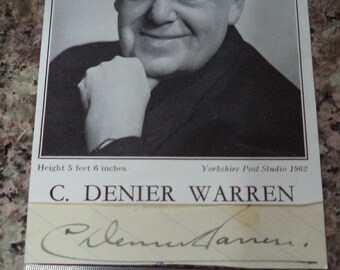 C. DENIER WARREN (1889 – 1971) Autograph, Hand Signed on Page - Etsy
