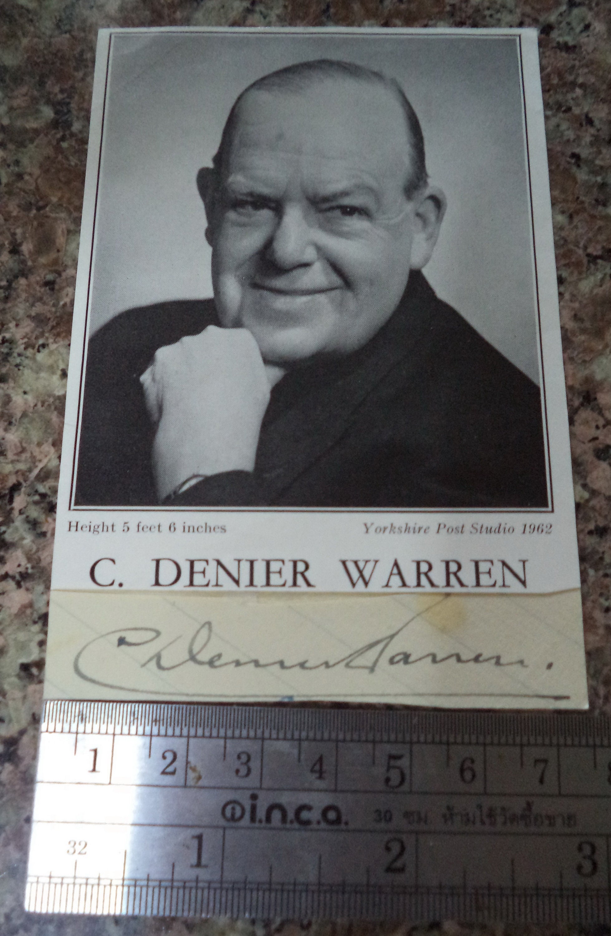 C. DENIER WARREN (1889 – 1971) Autograph, Hand Signed on Page - Etsy