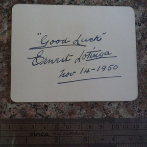 ERNIE LOTINGA (1876 – 1951) Autogramm, handsignierte Karte 1950 JOSSER