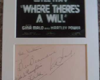 Where There's A Will (1936) cast inc WILL HAY and Director Bill Beaudine hand signed Mounted Display