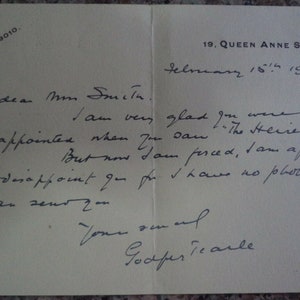 GODFREY TEARLE (1884 – 1953) Autógrafo, carta firmada a mano fechada en 1950, apareció en "The Titfield Thunderbolt" de Ealing, 1953