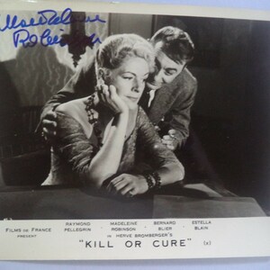 MADELEINE ROBINSON (1917–2004), signierte UK Werbung für den Film ""Kill Or Cure"" von 1958"