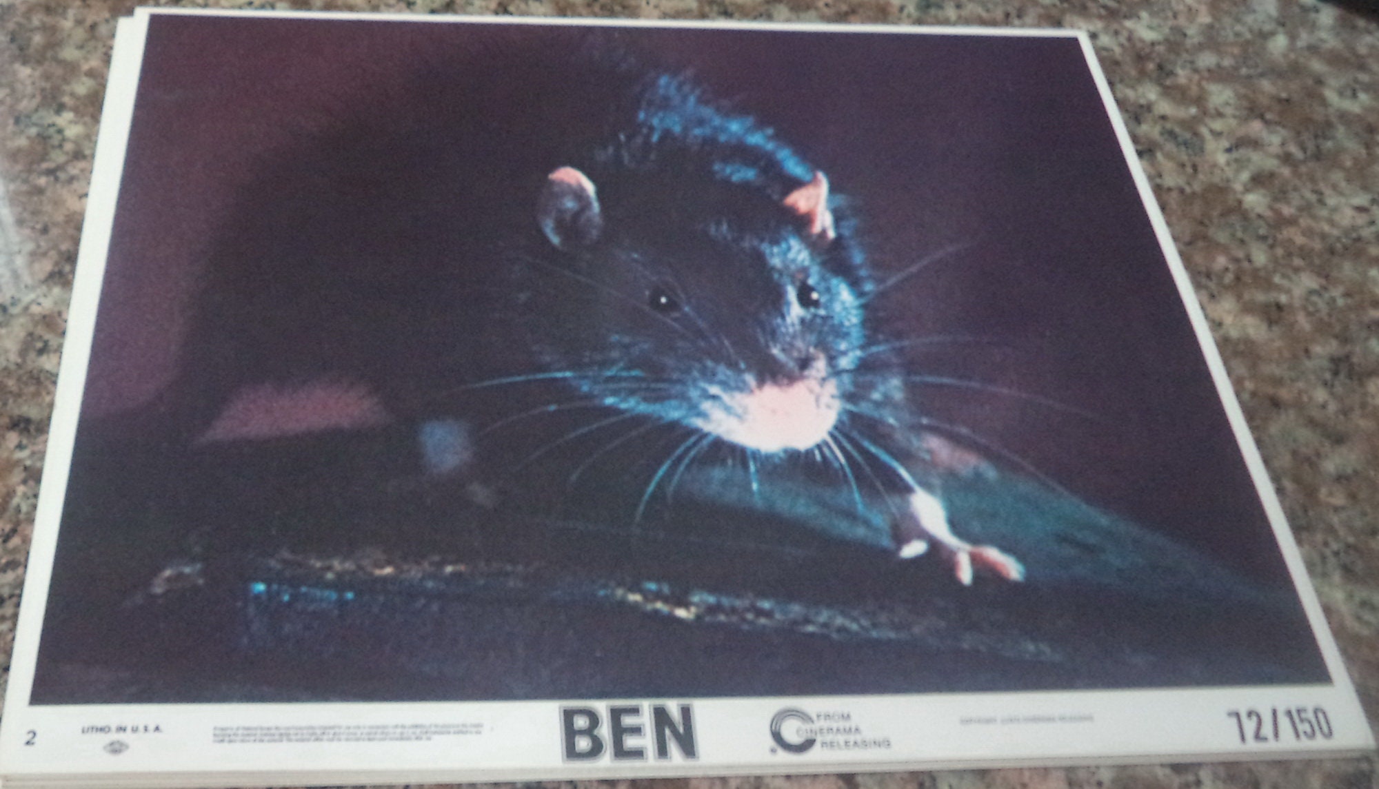 ロビーカード　1972年作品　サイレントランニング　シリアルナンバー72/68 BEN (1972) 7 X American Small Lobby Cards RAT Horror #72/150 - Etsy