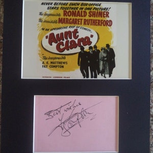 FAY COMPTON (1894 – 1978) Autograph Mounted Display, hand signed page, was in the 1954 film &quot;Aunt Clara&quot;