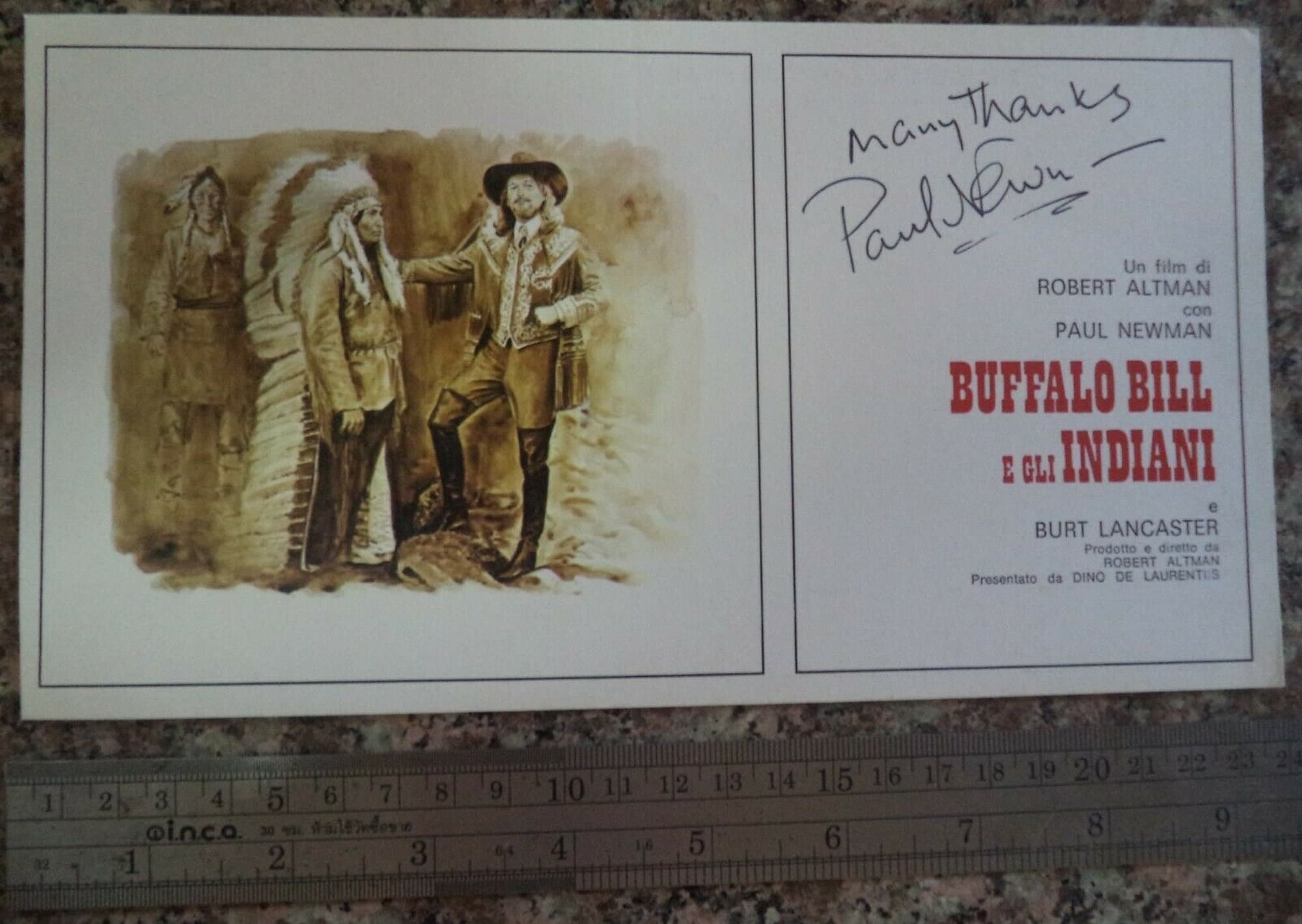 PAUL NEWMAN (1925 – 2008) Autograph, hand signed on a rare Italian film card 1976
