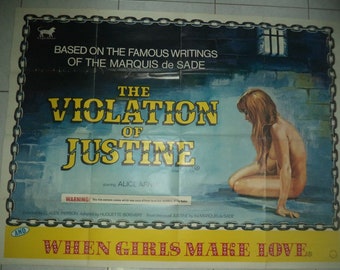 The VIOLATION OF JUSTINE/When Girls Make Love (1972) Tigon Films English Quad Poster Sam Peffer artwork