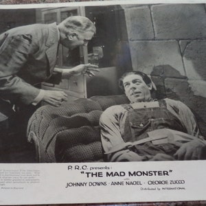 THE MAD MONSTER (1942) Seltene Englische Eingangslobby Karte Johnny Downs/George Zucco