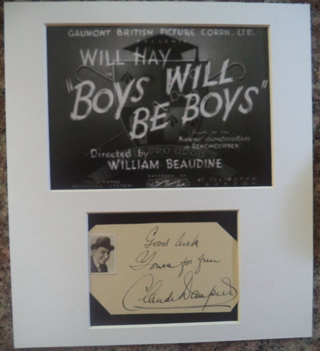 CLAUDE DAMPIER 1879 1955 Autogramm Montierte Anzeige, handsignierte