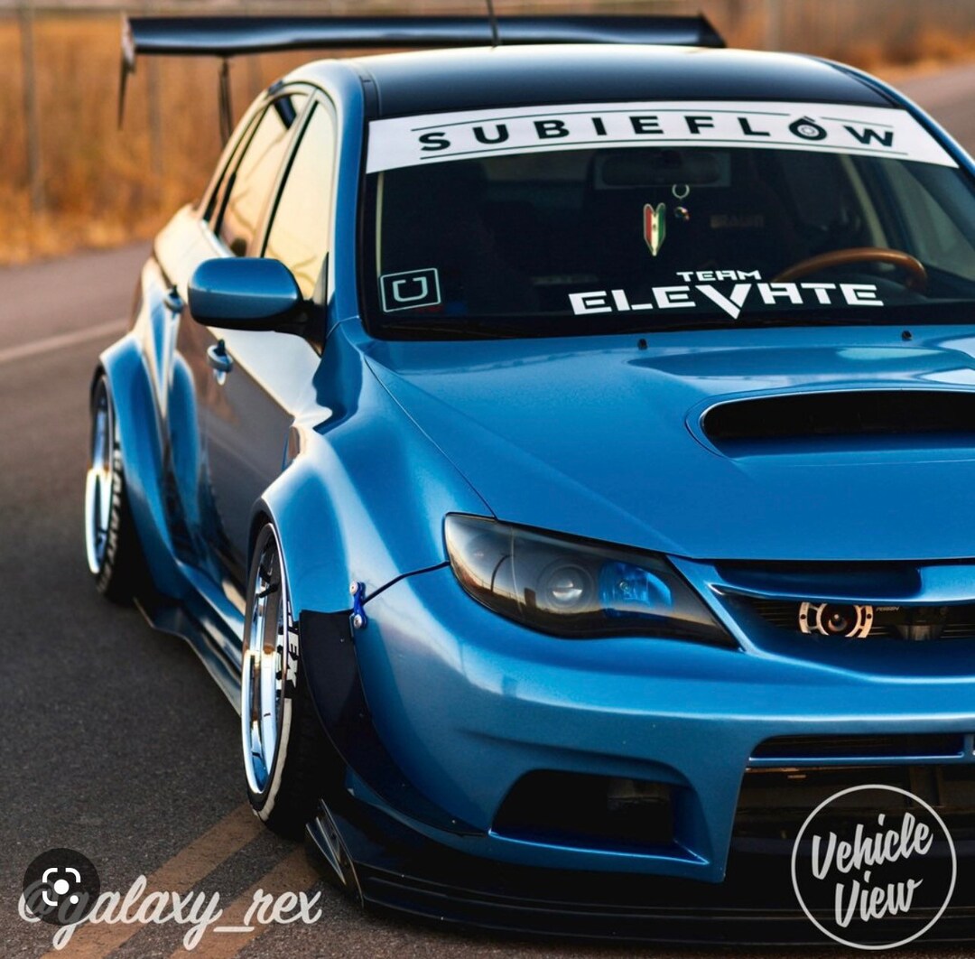 Subieflow Reversecut Banner White for Subaru Windshield Banner Decal