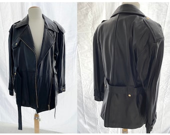 Danier Leather Oversized Jacket with Gold Hardware, S-M, Vintage Leather