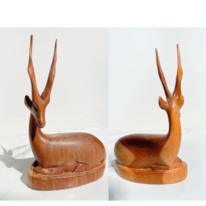Vintage MCM Wooden Antelope