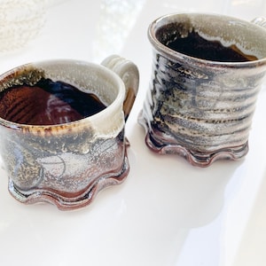 Vintage Handmade Glazed Pottery Mug Set