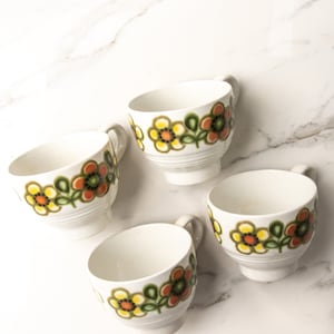 Vintage Myott Mirage Ironstone Teacup Set with Floral Design