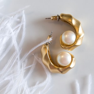 80er Jahre Ohrringe in Gold & Perlen