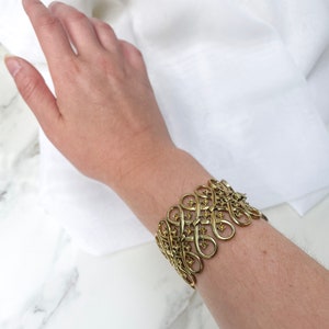 Vintage Gold Tone Chain Cuff Bracelet