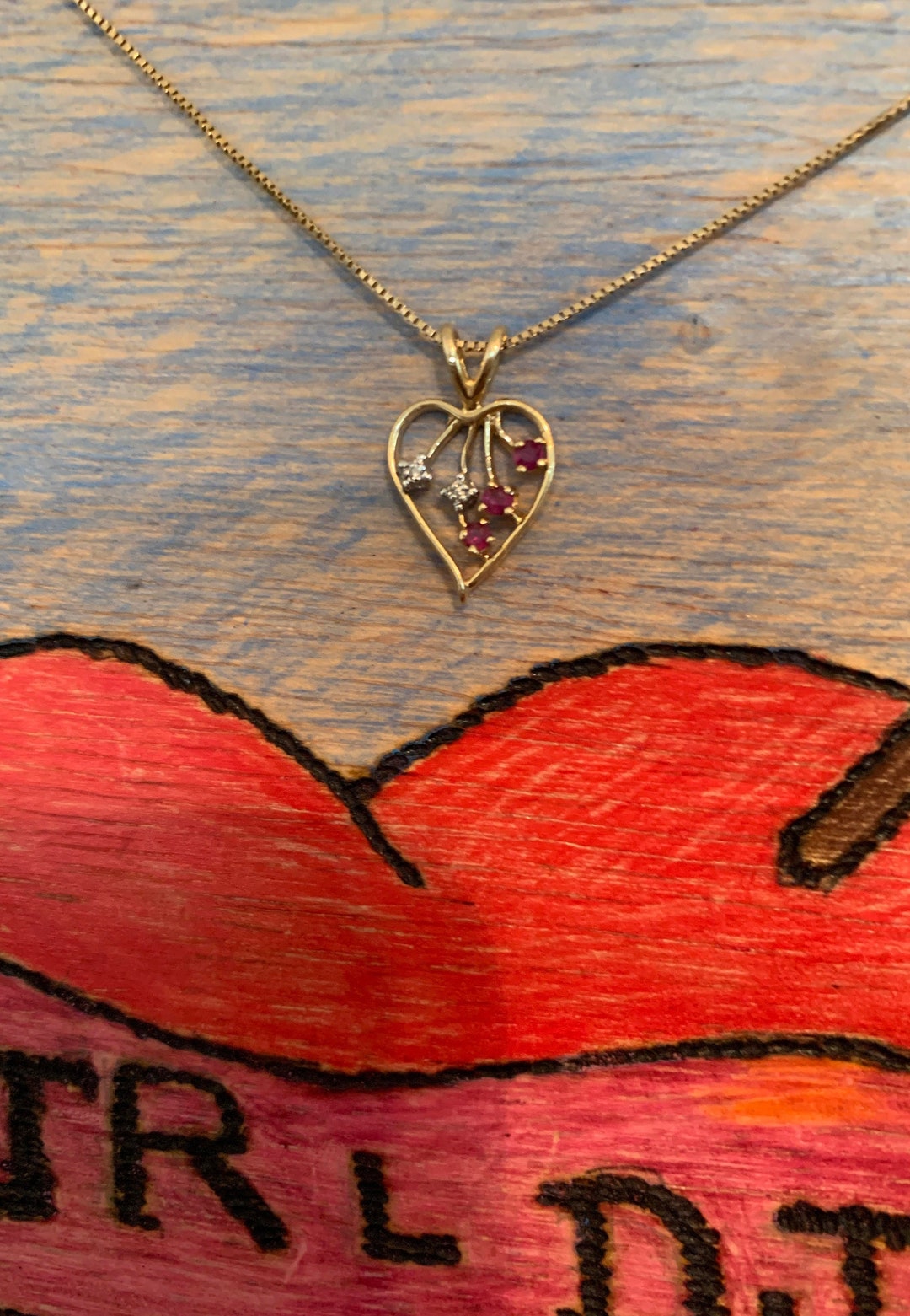 Vintage Oro Ruby/ Diamond Italy Necklace Etsy
