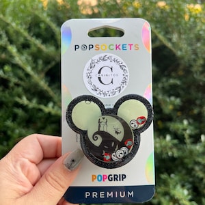 Jack & Sally Glow in the Dark Phone Grip Shaker Swappable, Badge Reel Holder Retractable and Keychain