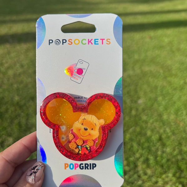 Winnie Pooh Phone Grip Shaker & Badge Holder