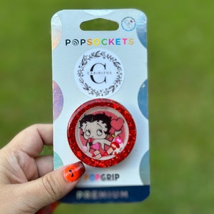 Betty Boop Glow in the Dark PopSocket Shaker Swappable, Badge Reel Holder & Keychain