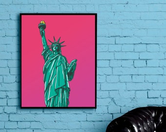 Statue of Liberty Printable Poster, New York Statue of Liberty Art, New York interior, Cafe interior decoration, Digital Print, illustration