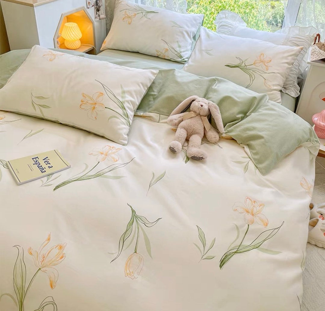 Lily of the Valley Duvet Cover Set Cotton Dorm Bedding Set Etsy