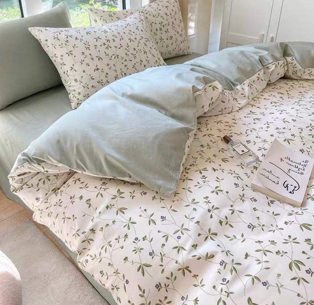 Blue Aesthetic Duvet Cover Set Fresh Floral Bedding Set Cute Duvet Cover Set Dorm Cottagecore