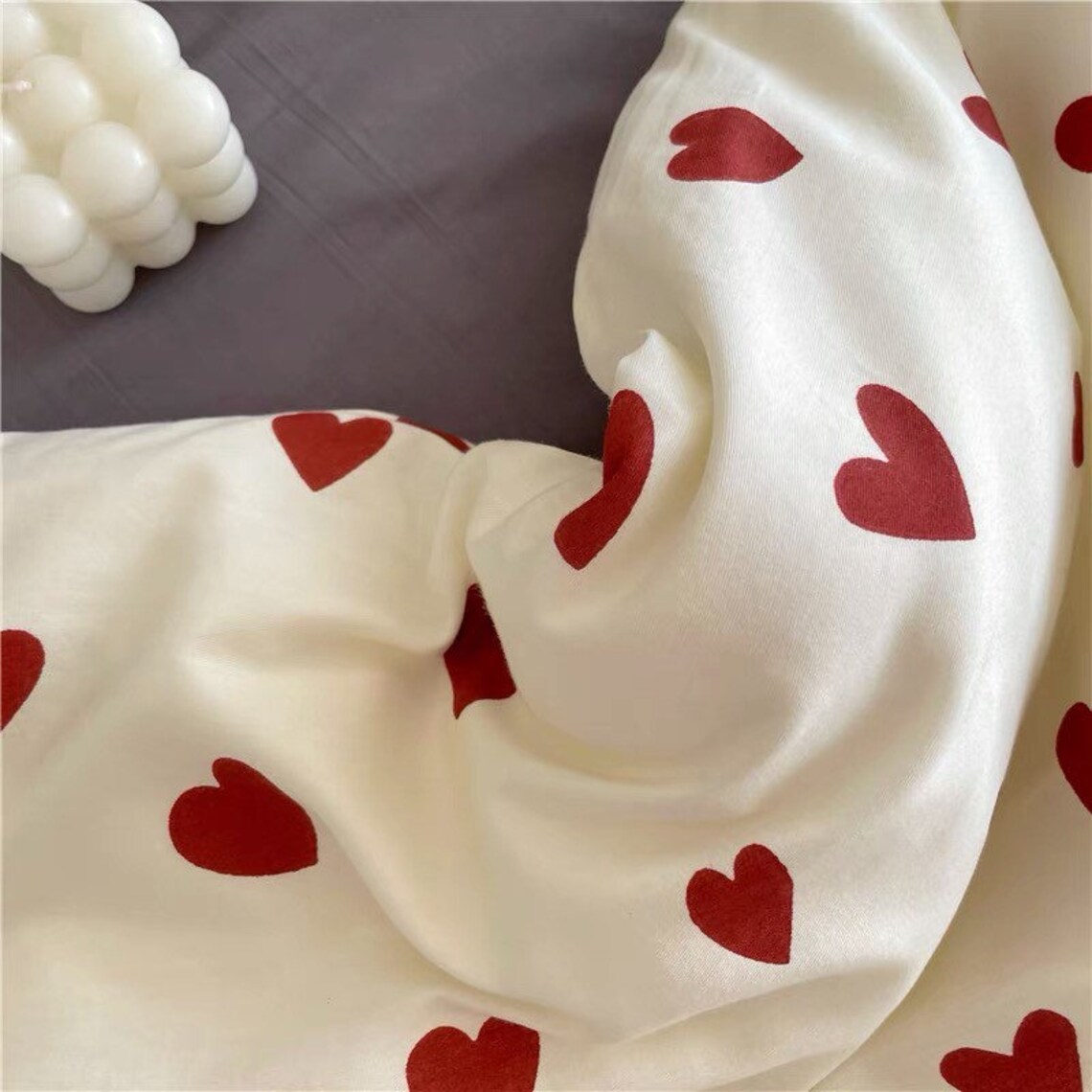 Love Duvet Cover Set Fresh Floral Bedding Set Hearts Cotton Etsy