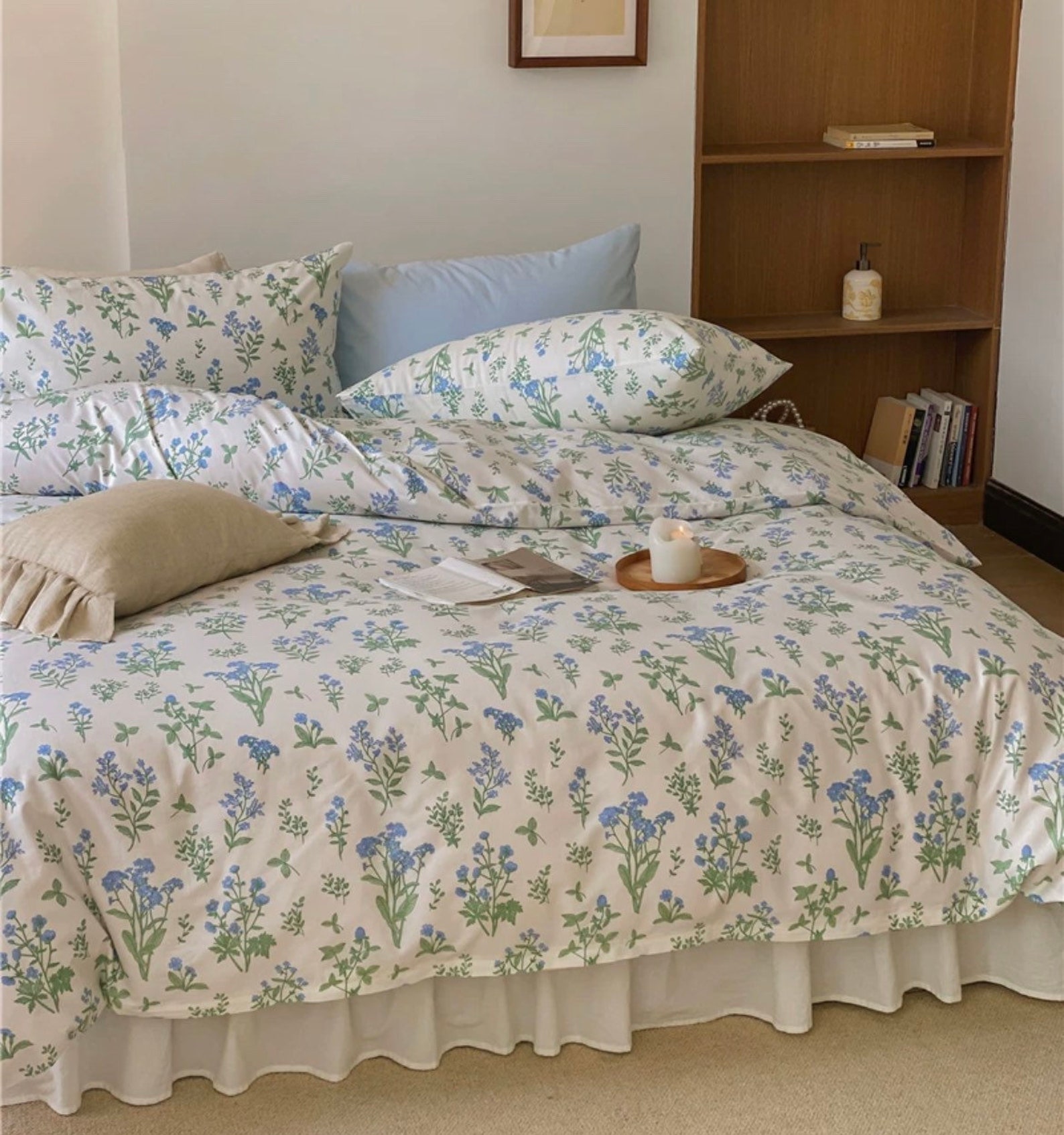 Botanical Duvet Cover Set Ruffles Bohemian Bedding Set Etsy