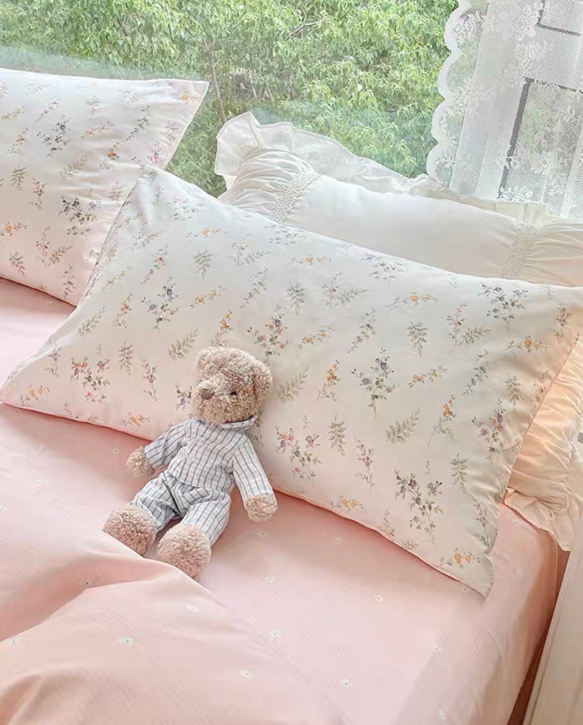 Pink Cute Duvet Cover Set French Floral Dorm Duvet Cover Etsy