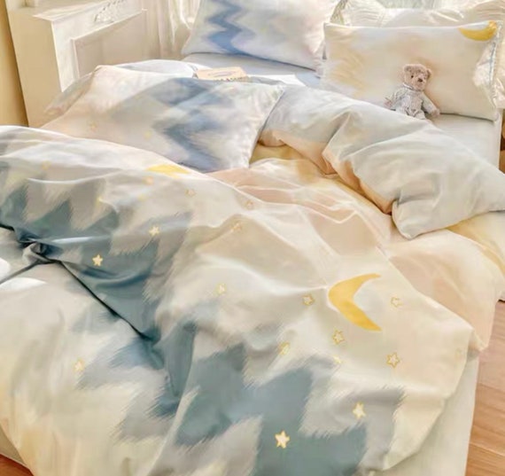 Moon Stars Embroidered Bedding Set