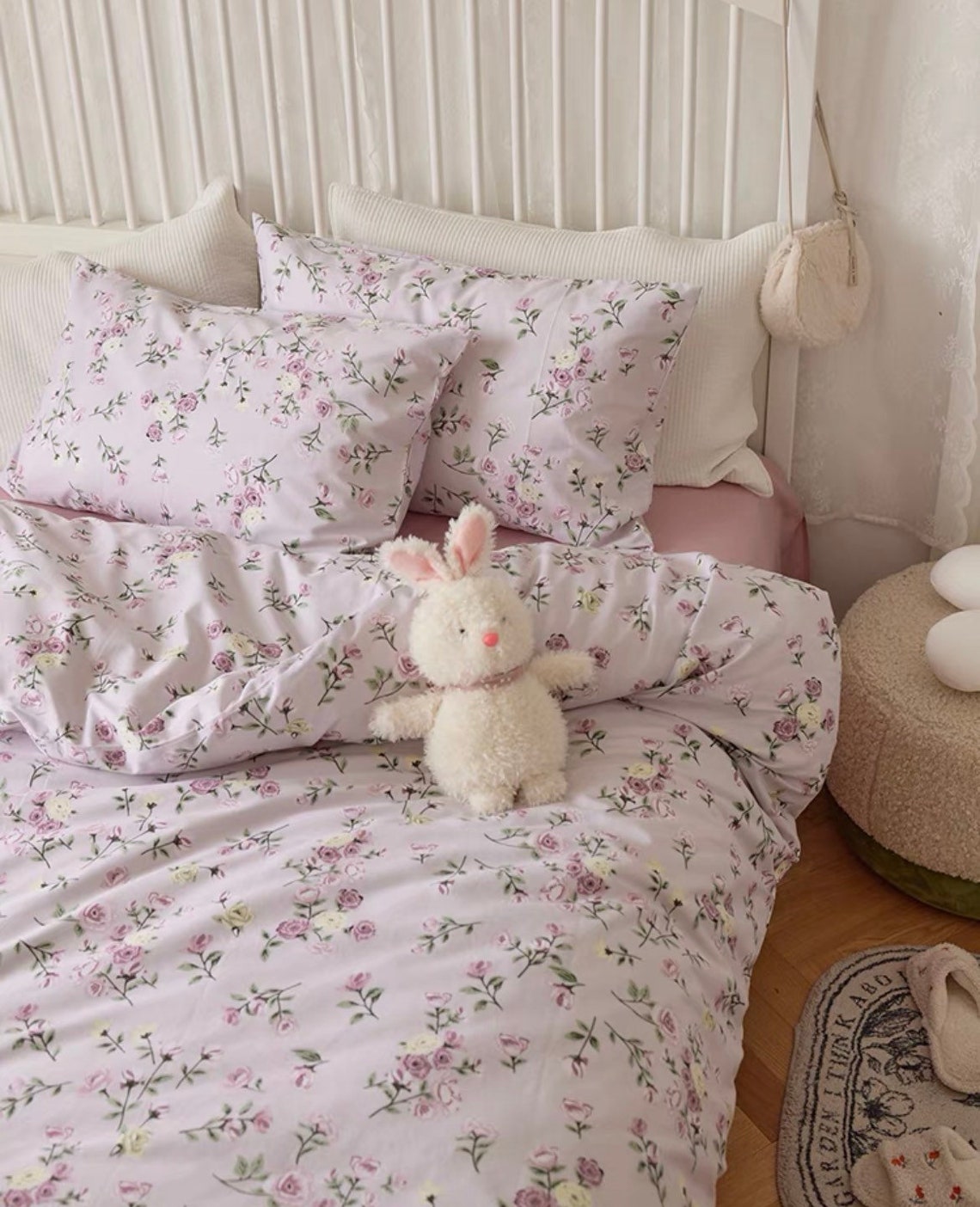 Purple Floral Duvet Cover Set Fresh Cotton Bedding Set Baby Etsy