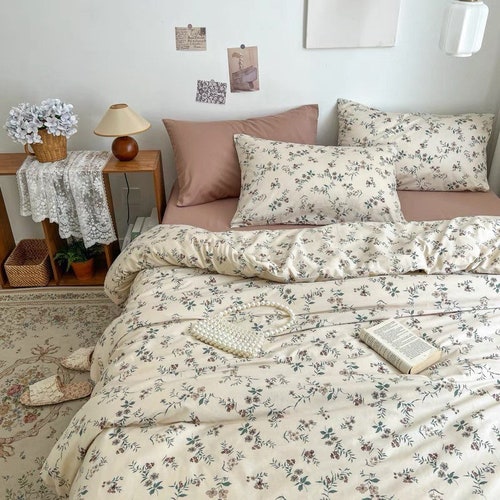 Brown Duvet Cover Set Fresh Floral Bedding Set Cute Bedding Etsy