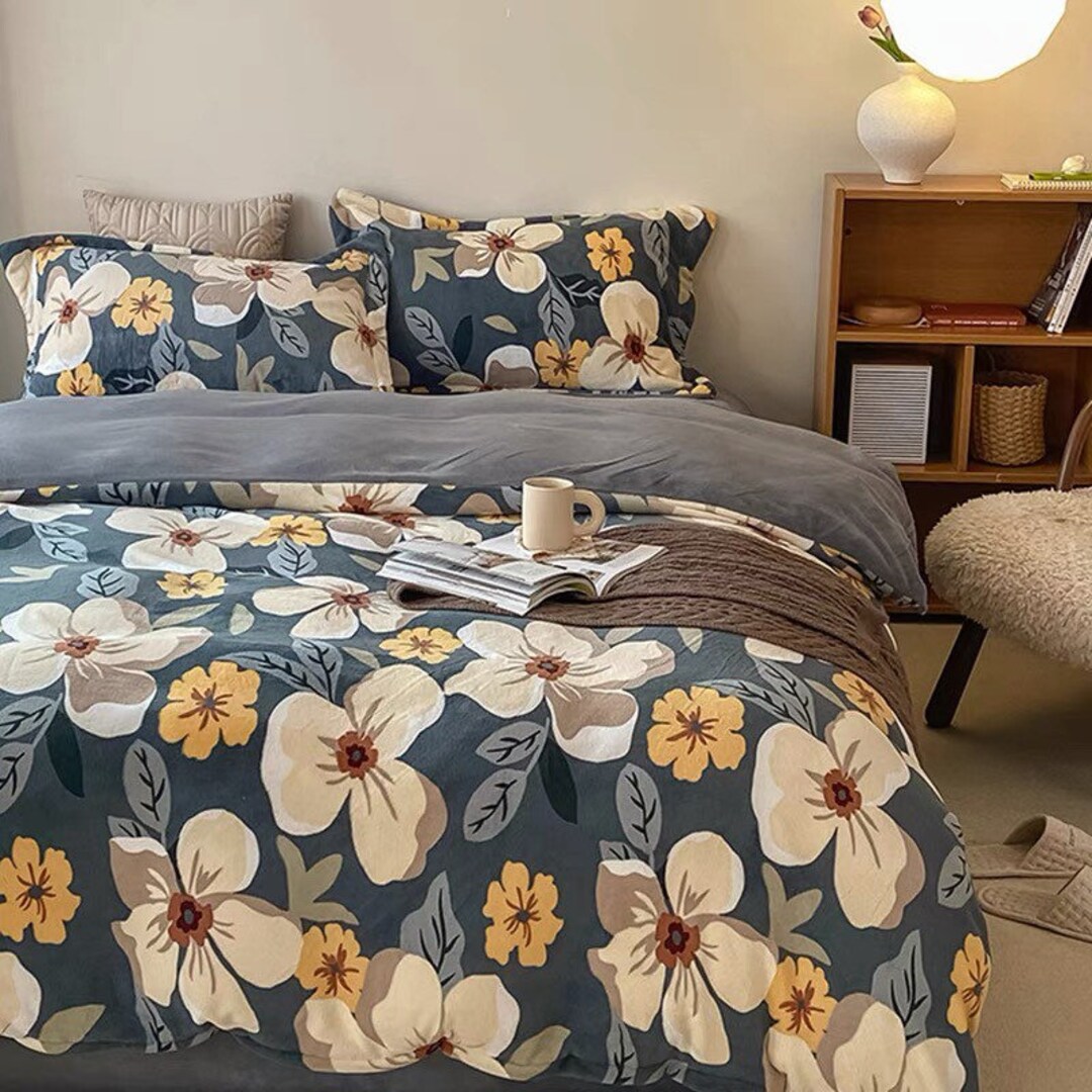 Vintage Floral Duvet Cover Set Soft Bedding Set Cute Etsy